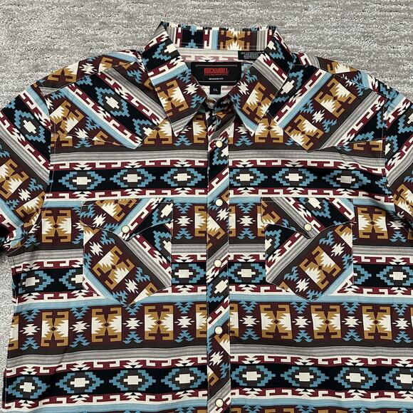 Rock & Roll Denim Modern Aztec Western Men’s Shirt - Picture 2 of 14